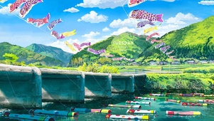 4K唯美治愈日系青山绿水村庄