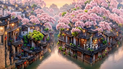 4k水乡樱花