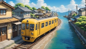 海边小镇电车