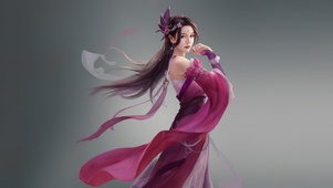 中国风古典美女玫瑰裙