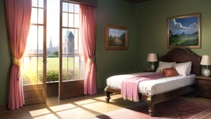 卧室窗外的欧式建筑