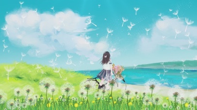 夏天小清新蒲公英女孩