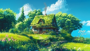 护眼绿色小屋