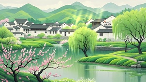 乌瓦白墙小镇