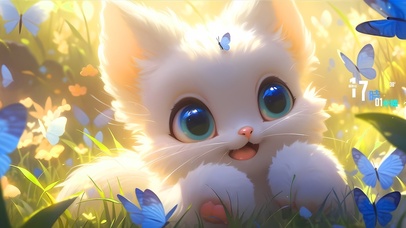 蓝色蝴蝶猫咪