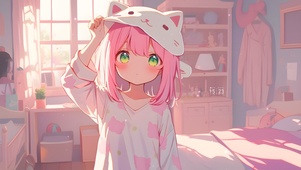 猫咪瞌睡女孩