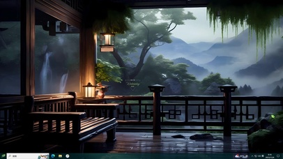 4K烟雨阁楼美景主题