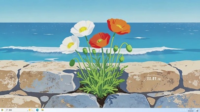 海边石缝里鲜花