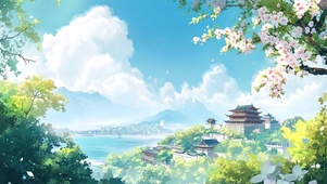 远郊海港古镇的海边