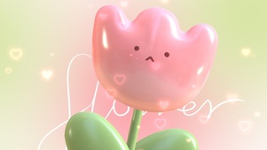3D温柔粉色郁金香