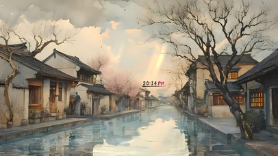 4K古风水乡小镇