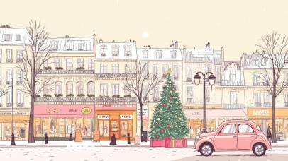 治愈小清新雪景街道