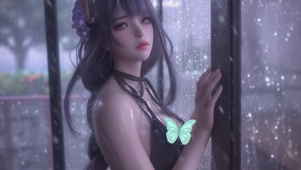 雨天可爱女孩