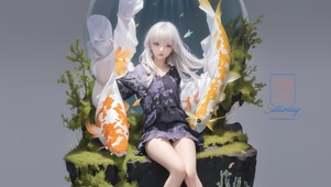 治愈海洋微笑少女