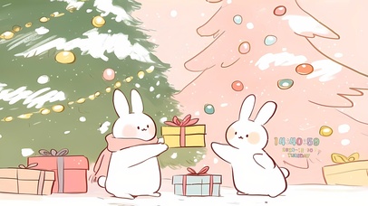 圣诞树礼物小兔