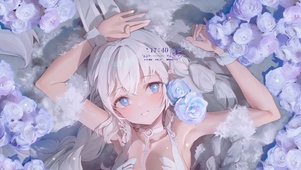 花丛中的兔耳女孩