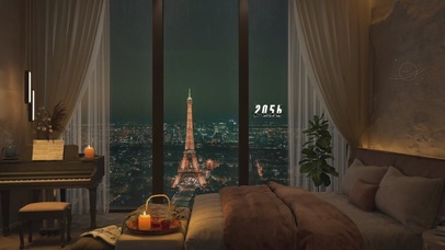 巴黎雨夜城市公寓