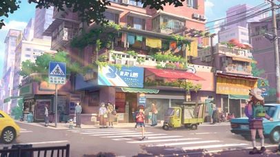 4K唯美治愈国风夏日动漫街道