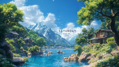 护眼户外湖畔房屋