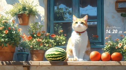 夏日窗前小猫