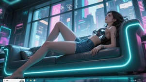 沙发上的少女