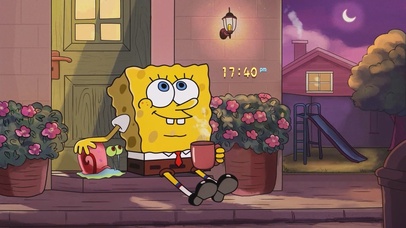 夜空下的海绵宝宝