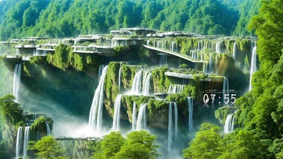 4k唯美山间瀑布