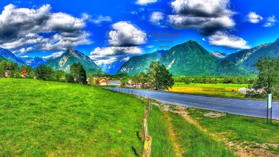 4k 蓝天白云青丘公路小镇