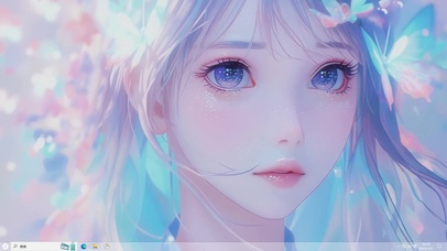 蝴蝶幻彩AI少女-桌面主题
