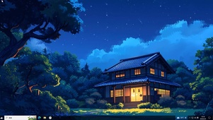 4K唯美夏夜森林小屋主题