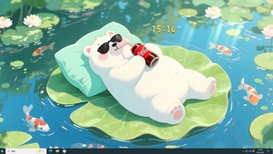 悠闲小熊喝可乐