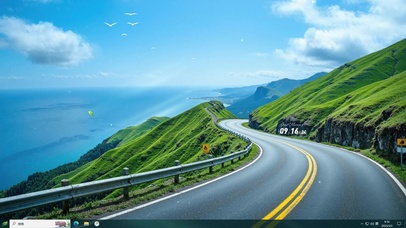 护眼春天海景公路主题