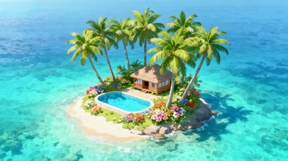 海岛棕榈树小屋