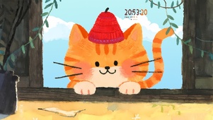 窗台可爱橘猫