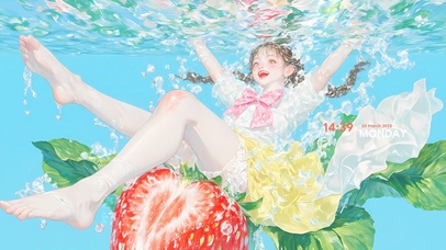 阳光水下草莓女孩