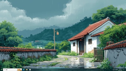 雨天家乡小屋主题