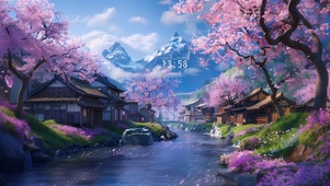 雪山樱花小屋