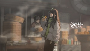 冬日早餐店女孩