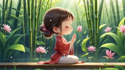 冥想的小女孩