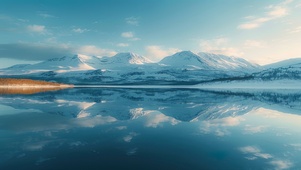 唯美治愈纯净雪山湖泊