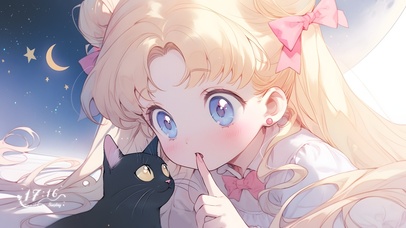 4k 月野兔与黑猫 暖