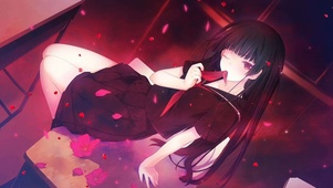 落花中的美少女
