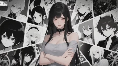 她的漫画素描像