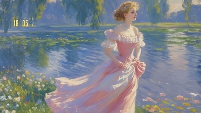 4K 湖畔粉裙女神