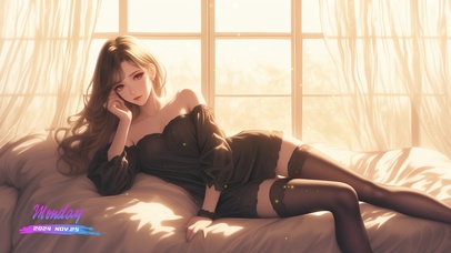 她的头发如流动的瀑布