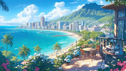 治愈海岛海边咖啡馆