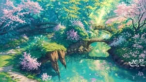 樱花小桥流水