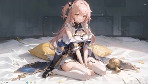 4k白丝粉毛跪坐美少女抱枕