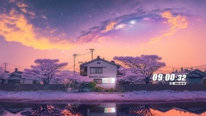 晚霞樱花