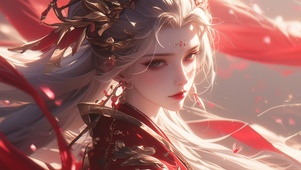 古风红衣美女